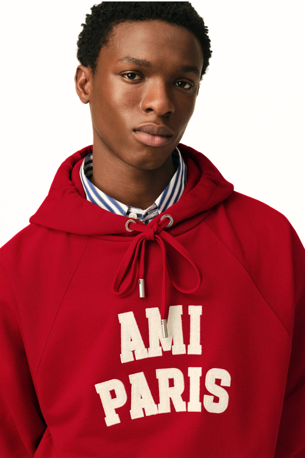 Ami Paris Red cotton hoodie with Ami Paris embroidery