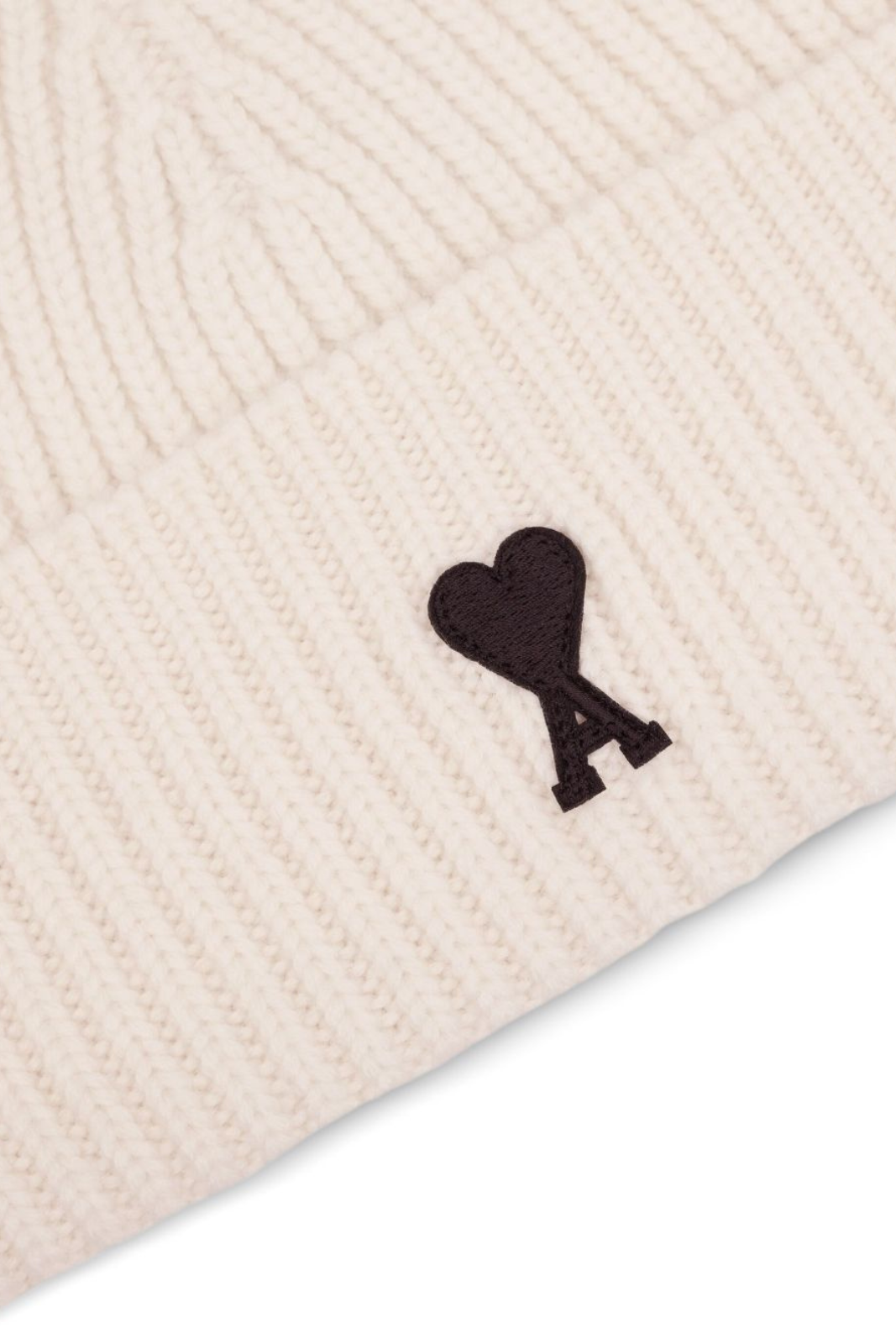 Ami Paris White Ami De Coeur beanie Hat