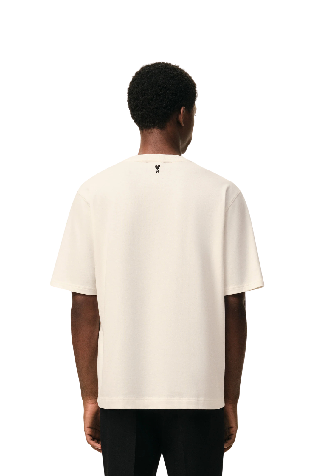 Ami Paris White Cotton Signature Print T-shirt