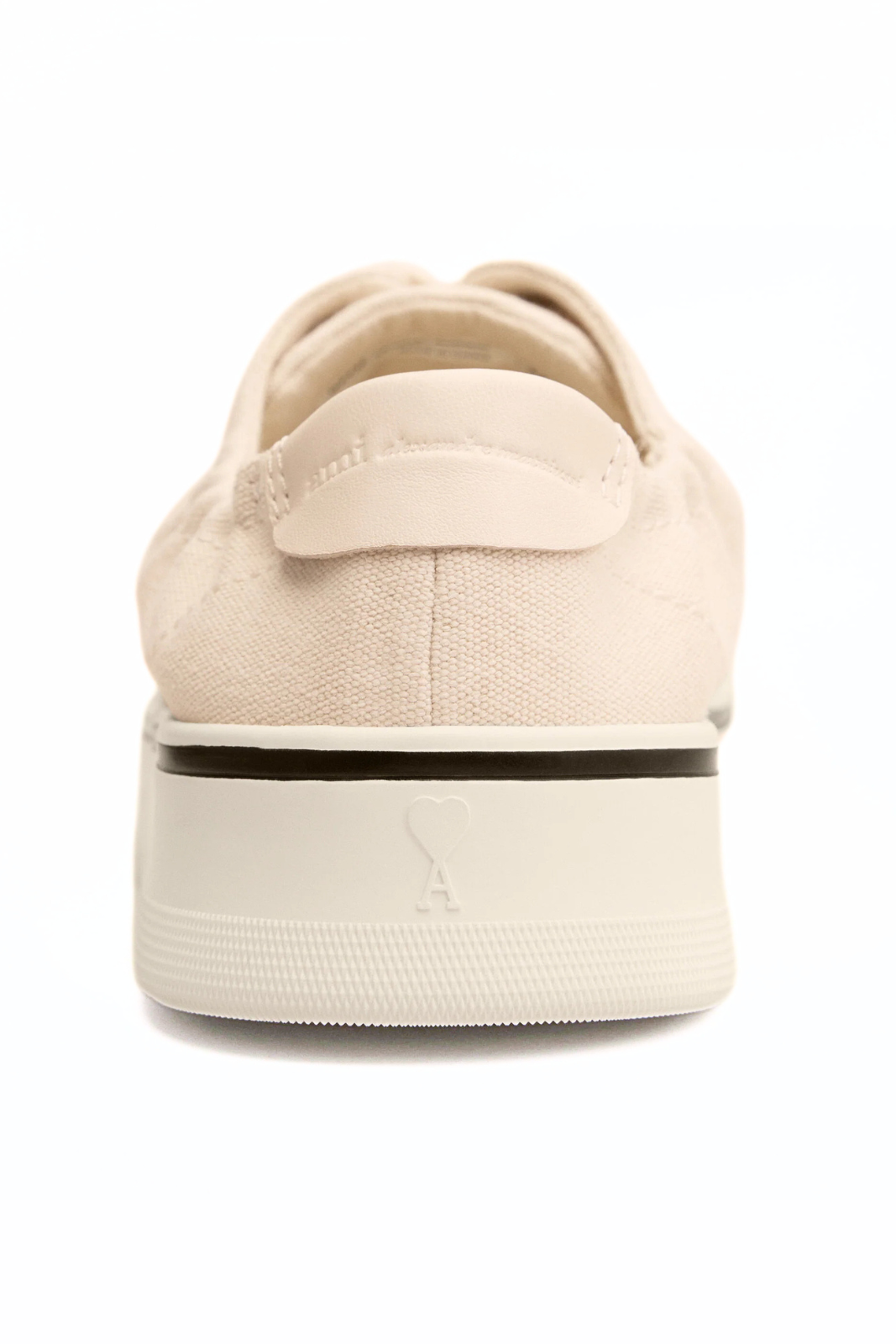 Ami Paris White Cotton Tennis Sneakers in Washed Cotton Canvas