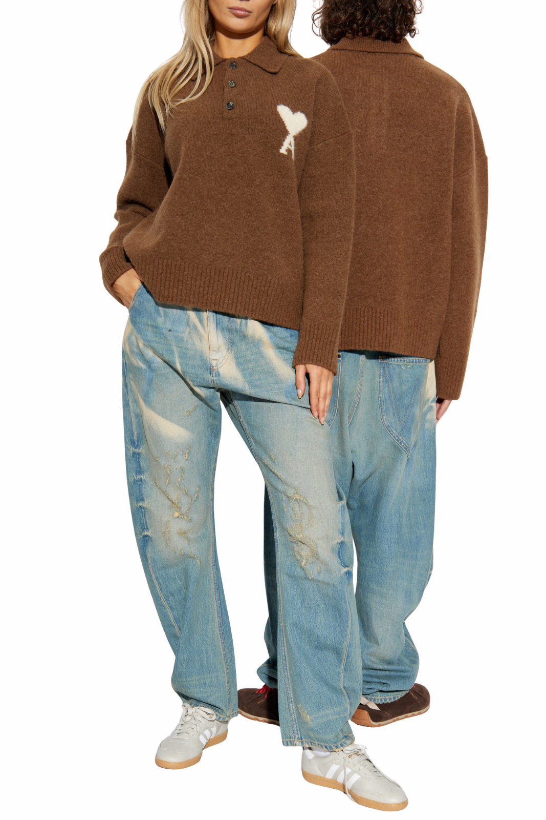 Тъмносиня плетена жилетка Ami Paris Ami de Coeur