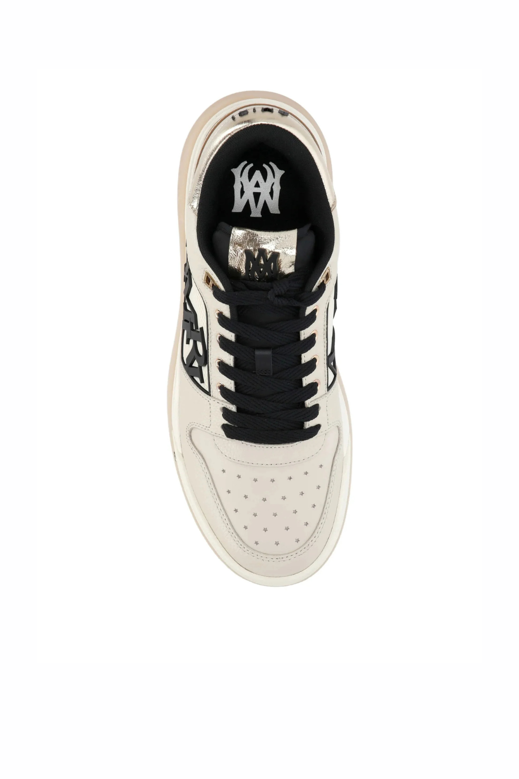 Amiri Logo Leather Trainers Beige Black