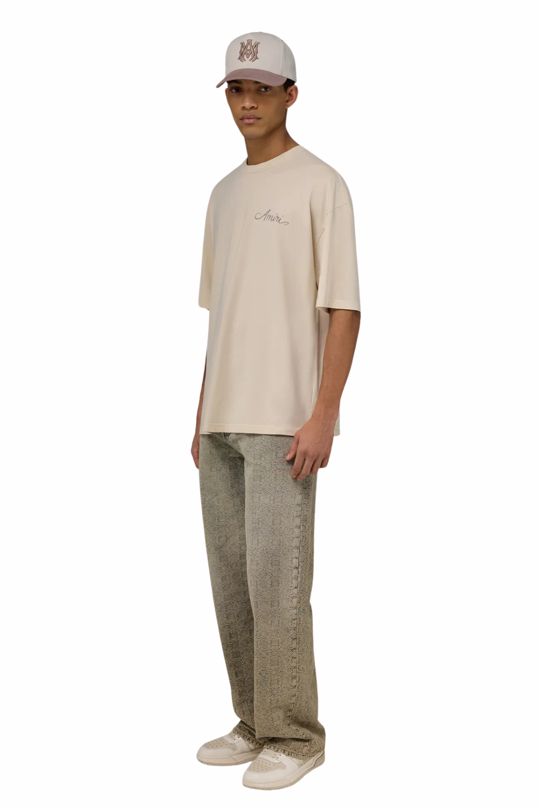 Amiri Cotton MA Quad Checkerboard Oversized Tee T-shirt Alabaster