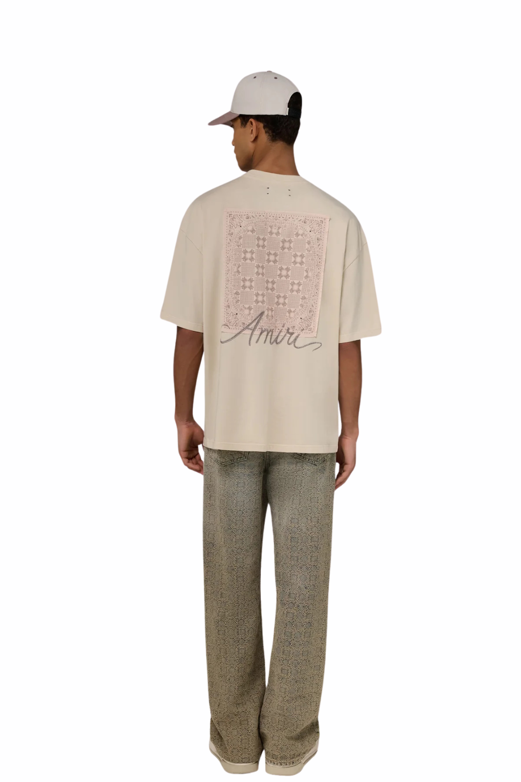 Amiri Cotton MA Quad Checkerboard Oversized Tee T-shirt Alabaster