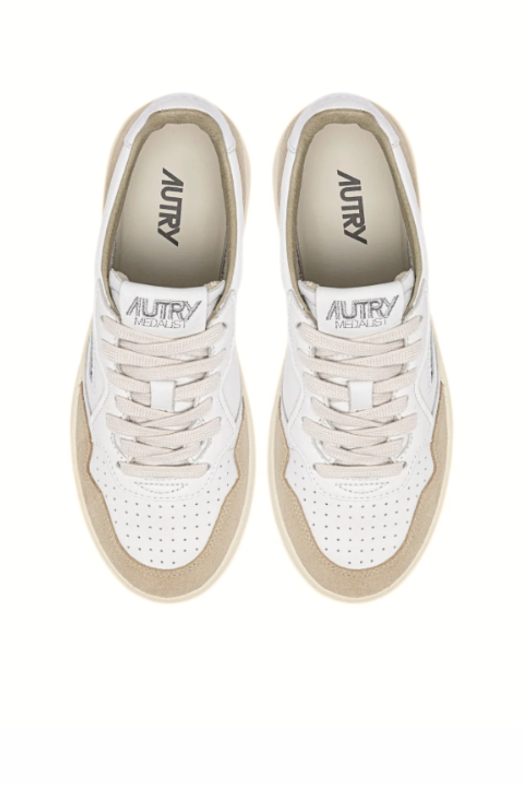 Autry Medalist Low Sneakers in White Leather and Sponge Suede