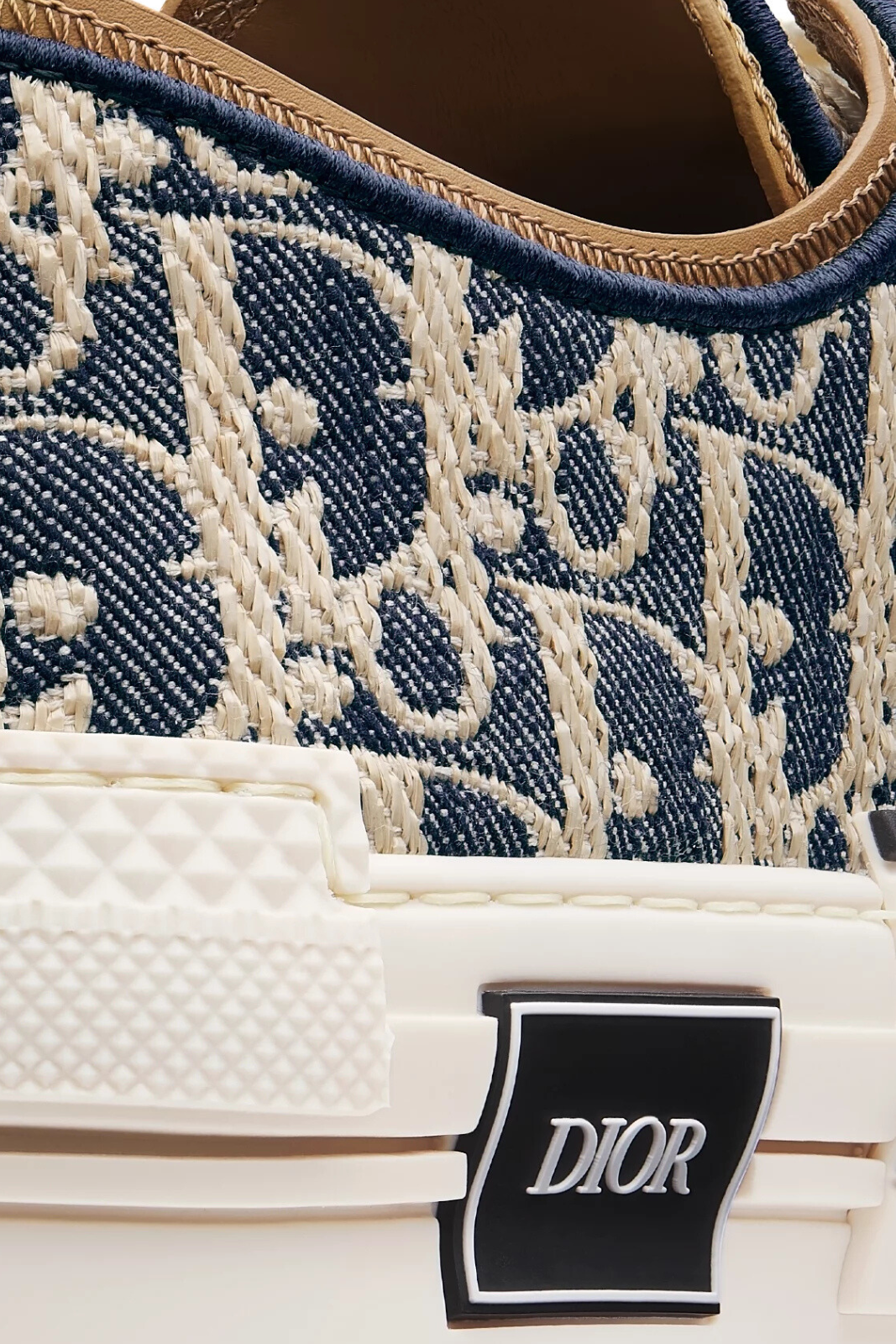 Dior B23 League Low-Top Sneaker Blue and Beige Raffia Effect Oblique Denim for men