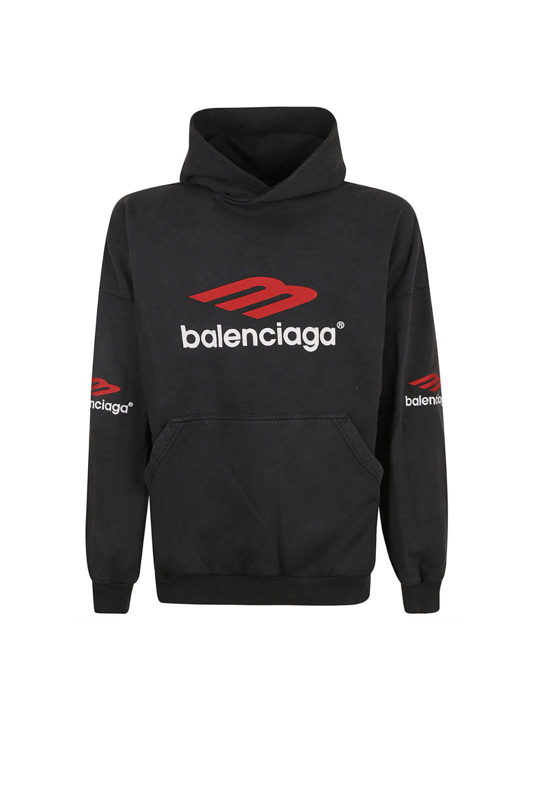 Тениска с лого на Balenciaga и ефект на износване, голям размер