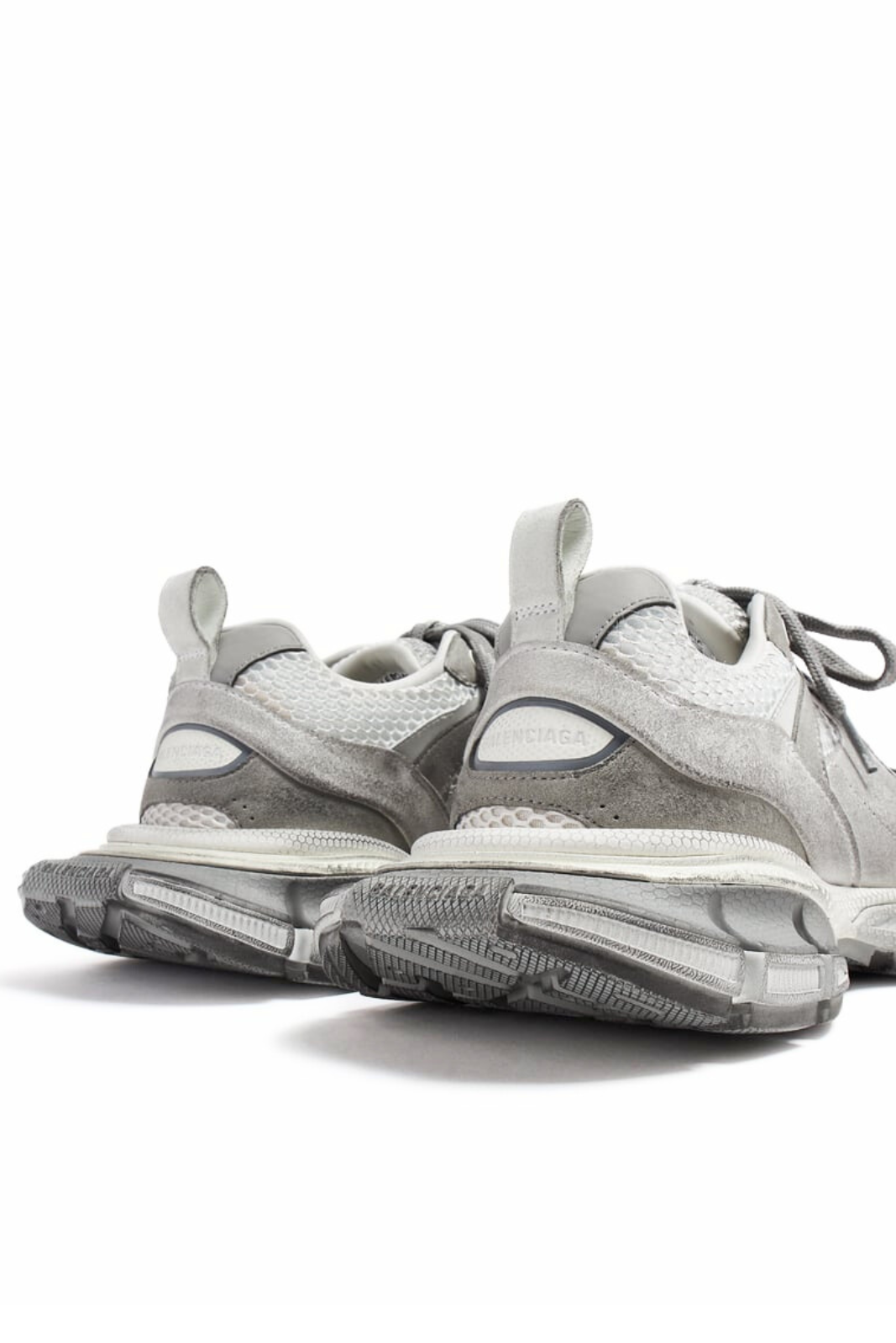 Balenciaga 3xl Distressed Faux Suede And Mesh Men Sneakers In Grey