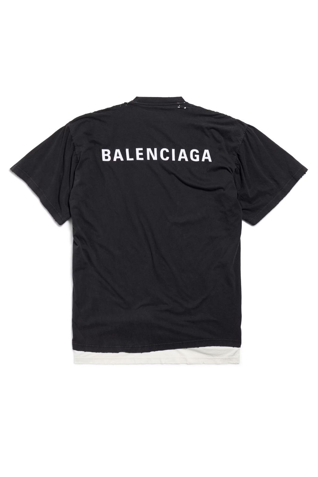 Тениска с лого на Balenciaga и ефект на износване, голям размер