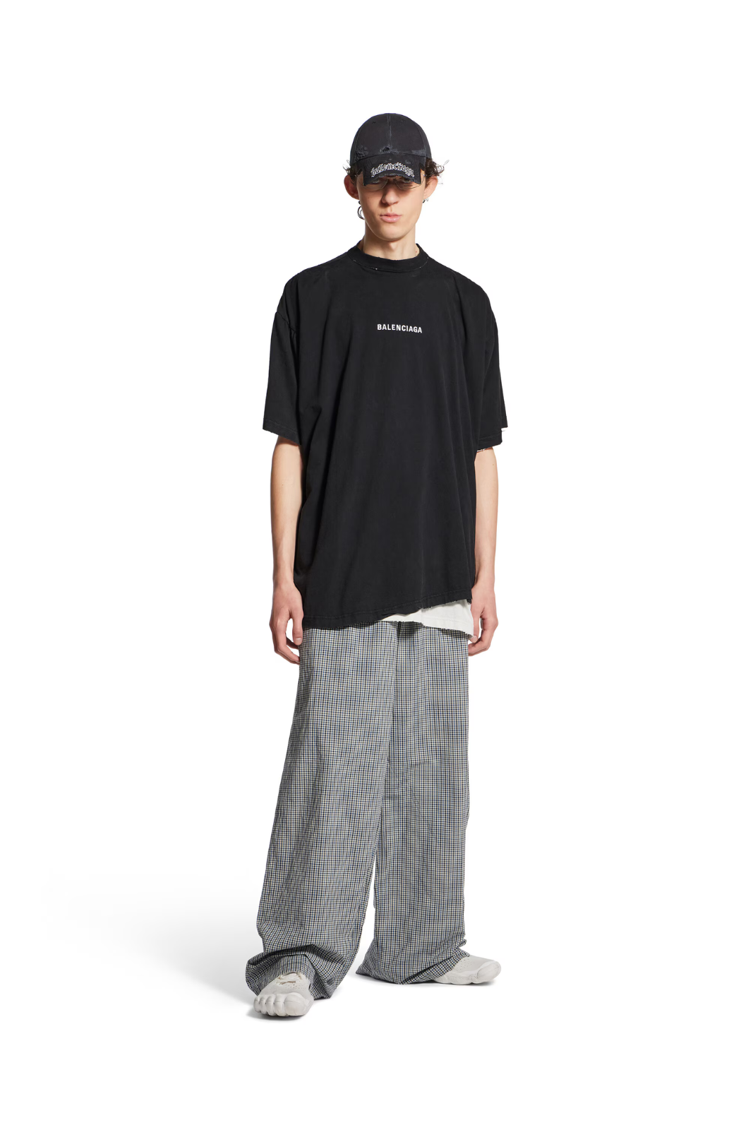 Balenciaga Back Double T-Shirt in faded black dry jersey