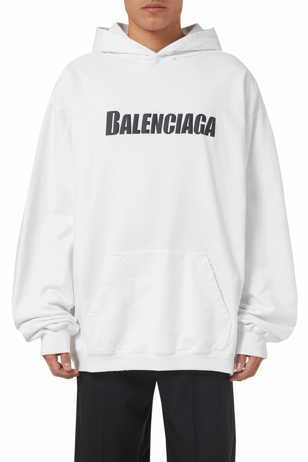 Тениска с лого на Balenciaga и ефект на износване, голям размер