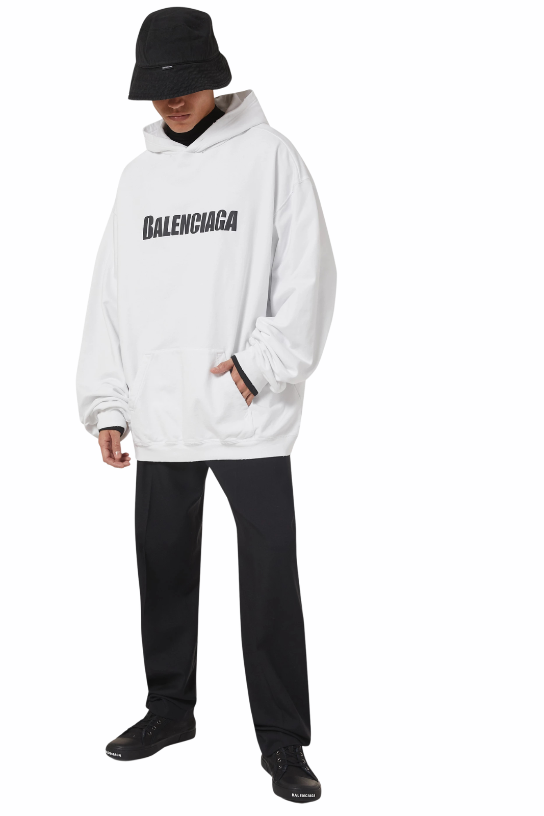 Balenciaga Bold Logo Hoodie in Cotton Jersey White