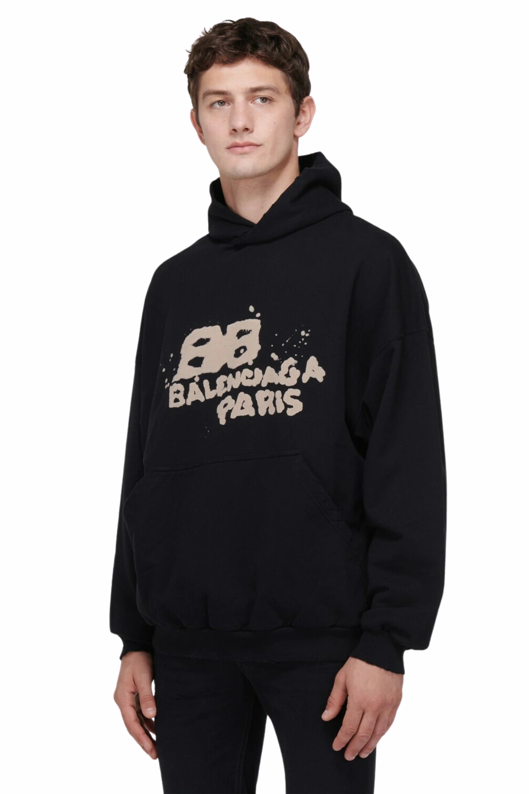 Balenciaga Logo cotton jersey hoodie Black
