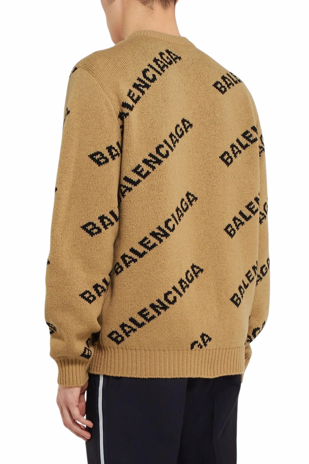 Balenciaga Intarsia Virgin Wool-Blend Sweater Neutrals