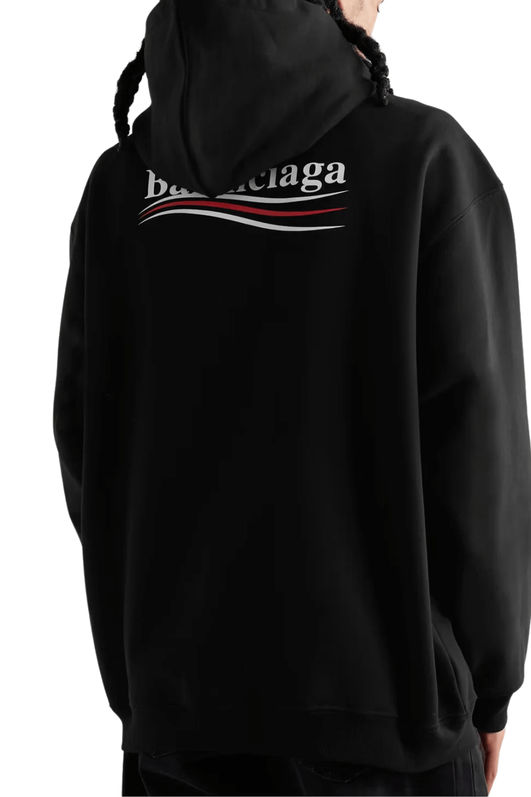 Balenciaga Oversized Logo Print Cotton Jersey Hoodie black