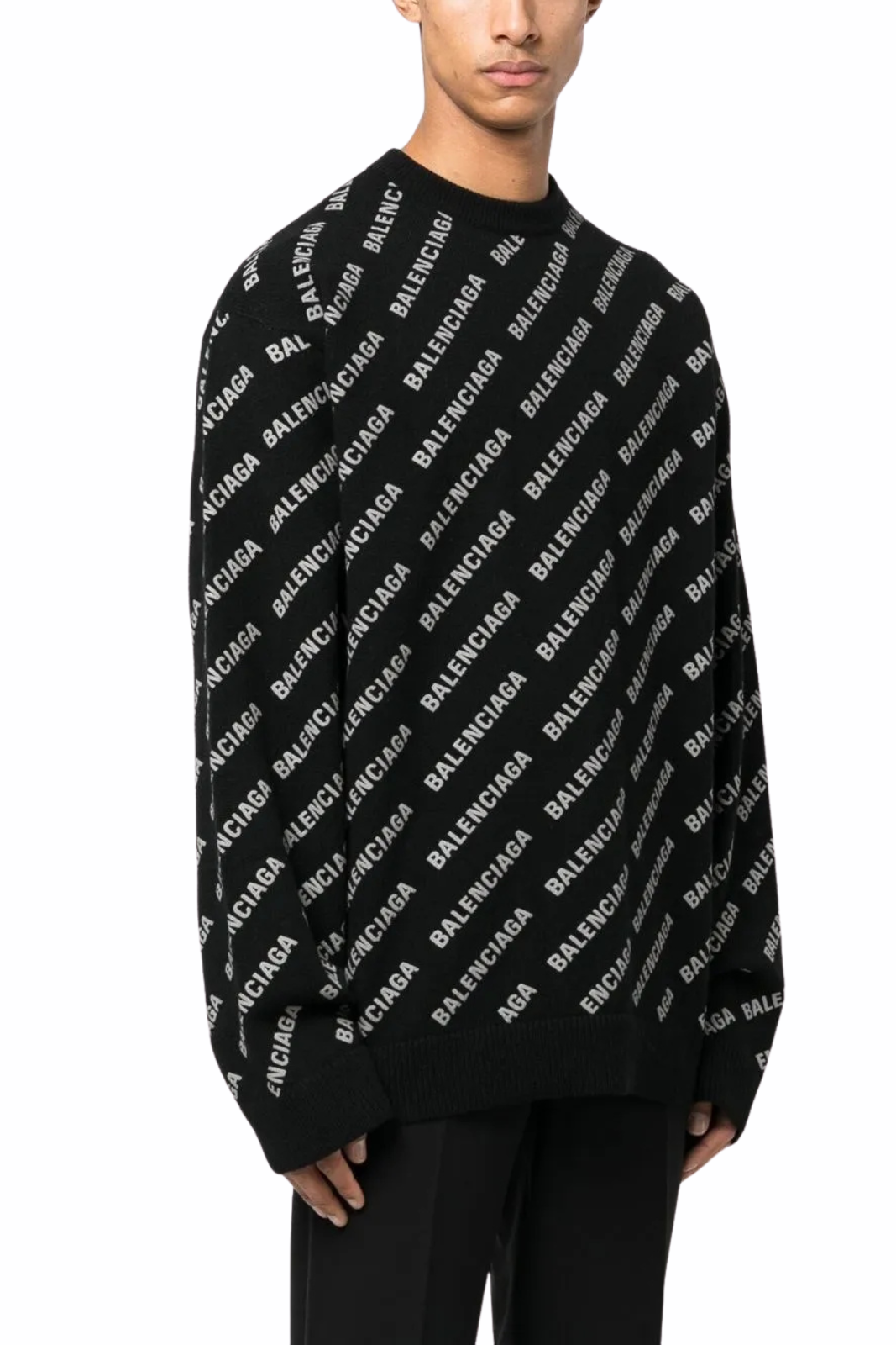 Тениска с лого на Balenciaga и ефект на износване, голям размер