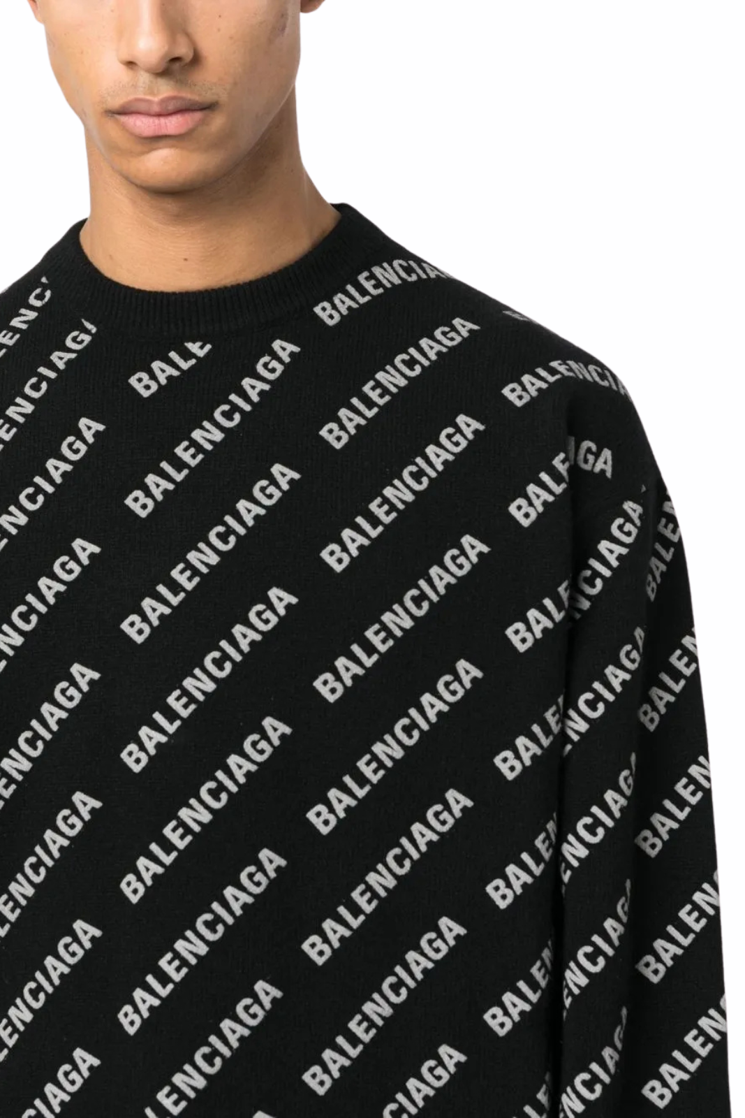 Balenciaga Men's Allover-Logo Wool Sweater