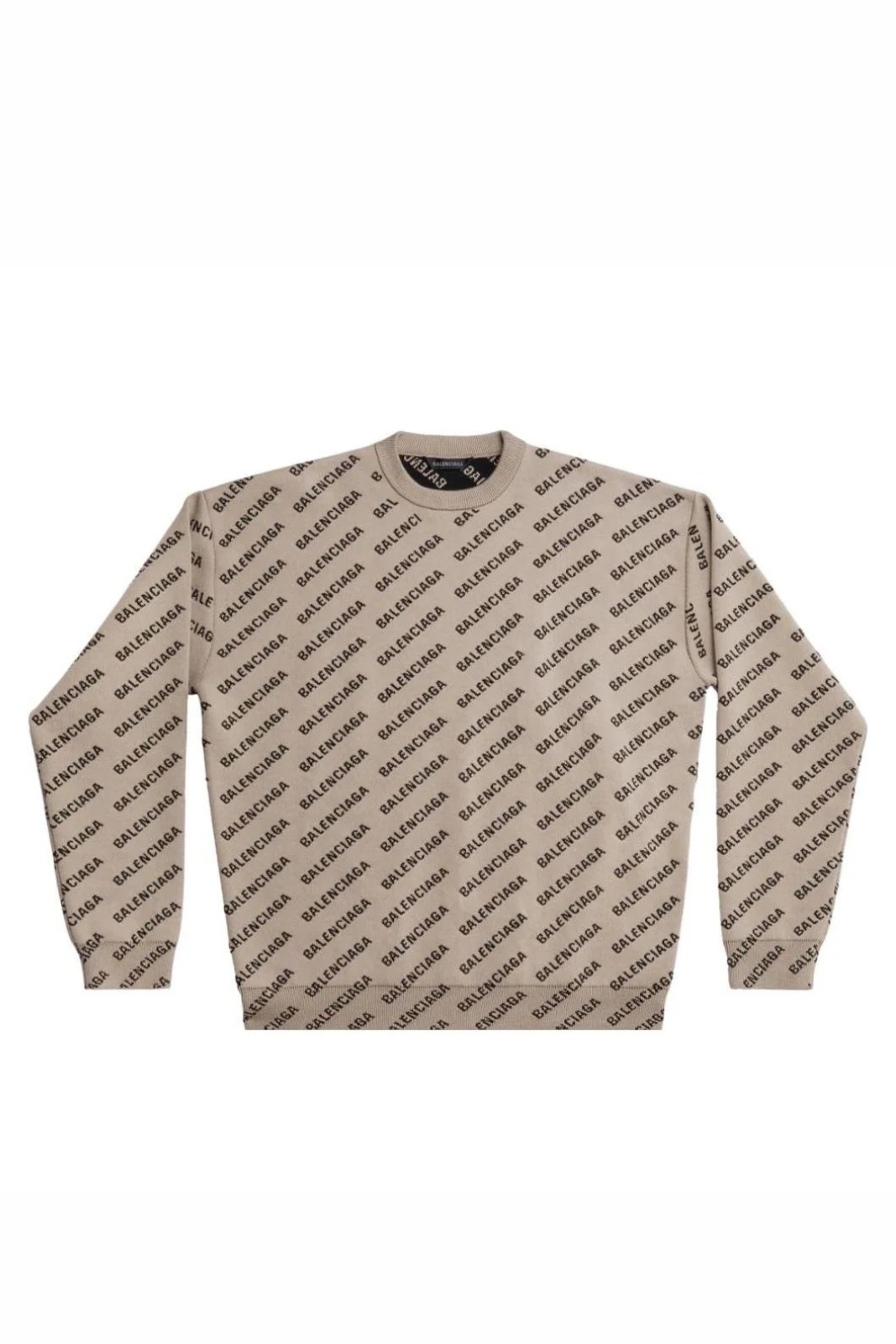 Balenciaga Mini Allover Logo Sweater Beige