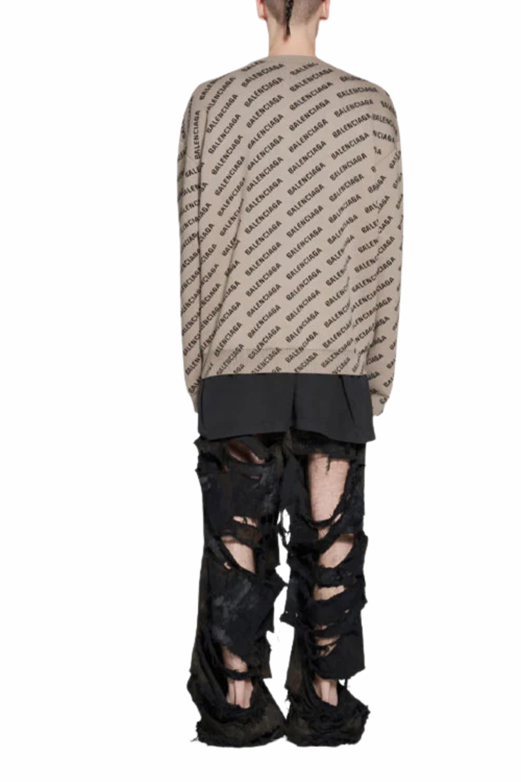 Balenciaga Mini Allover Logo Sweater Beige