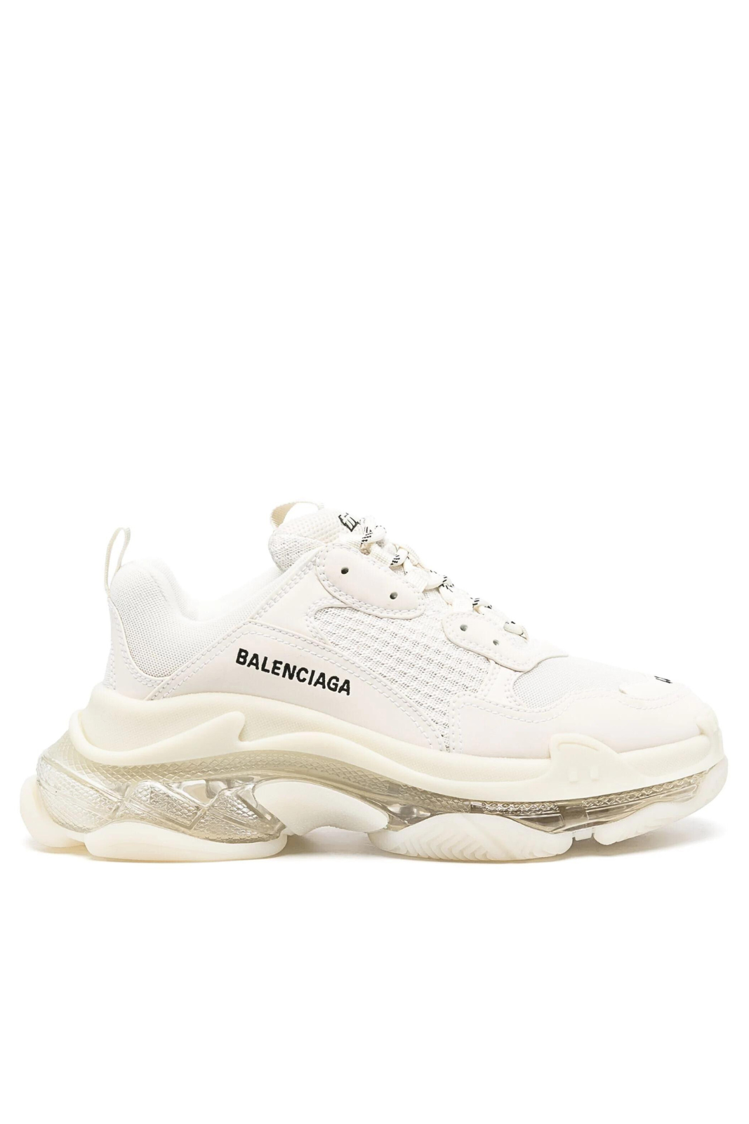 Кецове Balenciaga Triple S с прозрачна подметка, бели