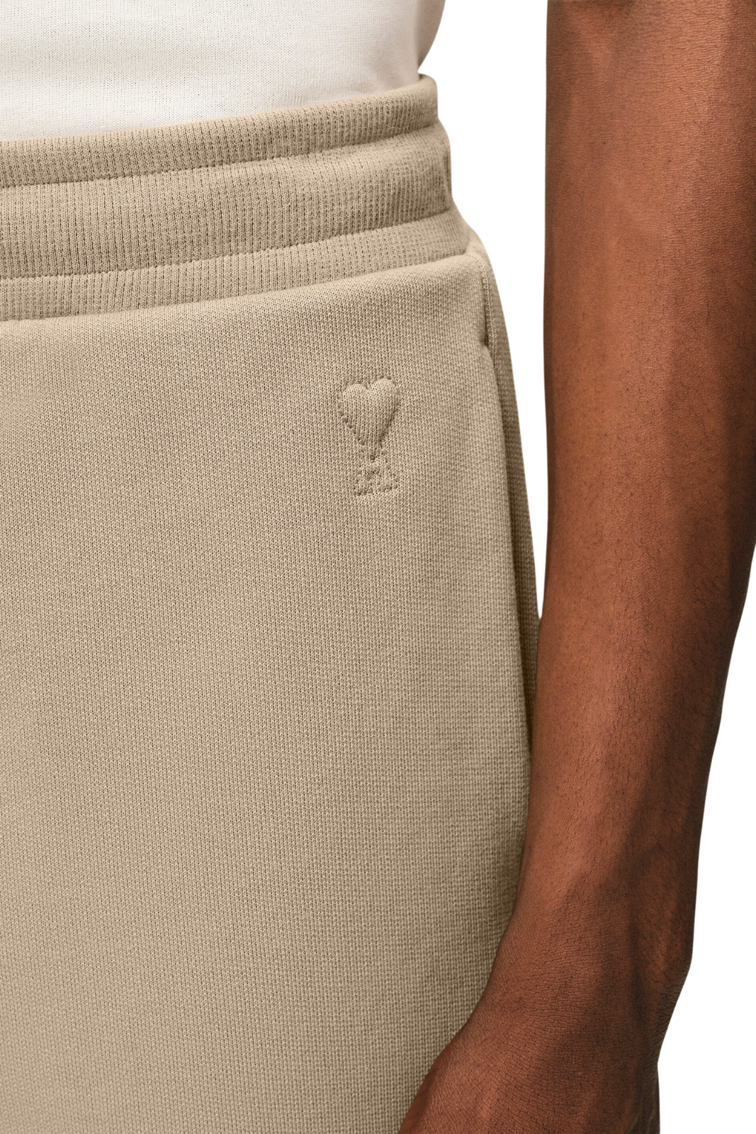 Ami Paris Beige Cotton Ami De Coeur Short