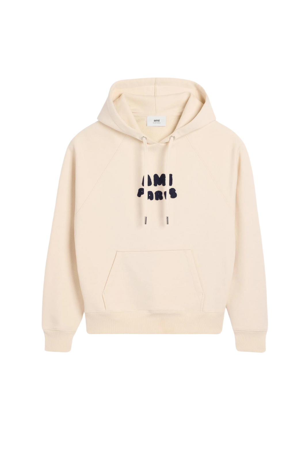 Ami Paris Beige Cotton Hoodie Patch