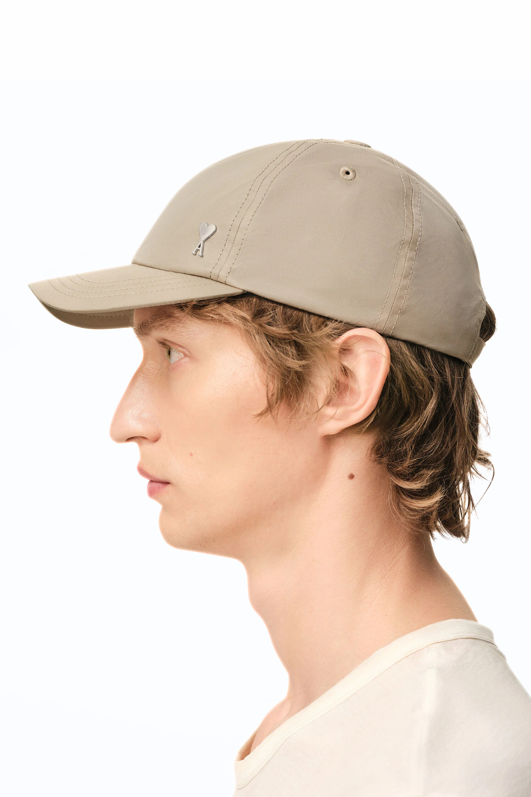 Ami Paris Beige Nylon Ami De Coeur Stud Cap