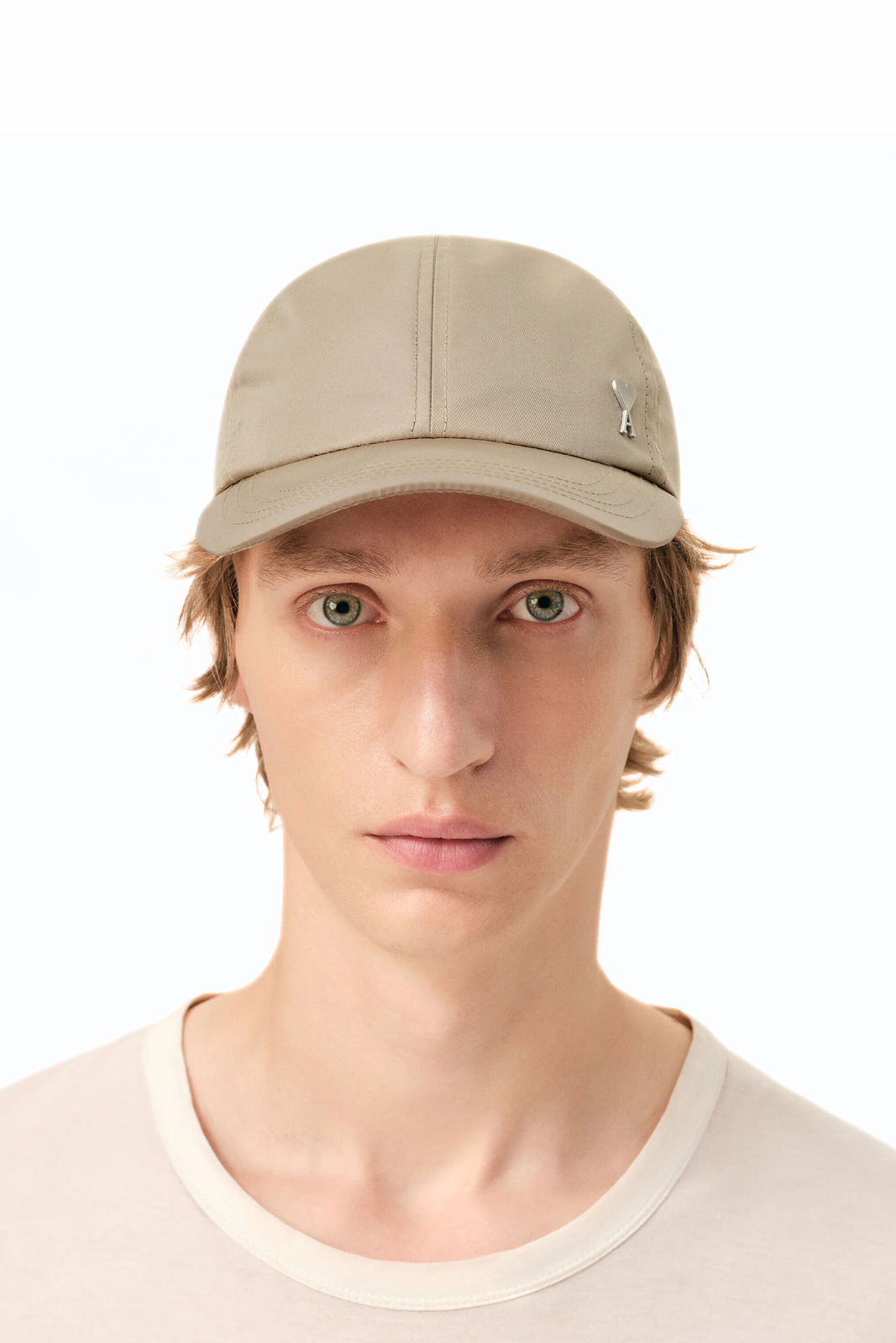 Ami Paris Beige Nylon Ami De Coeur Stud Cap