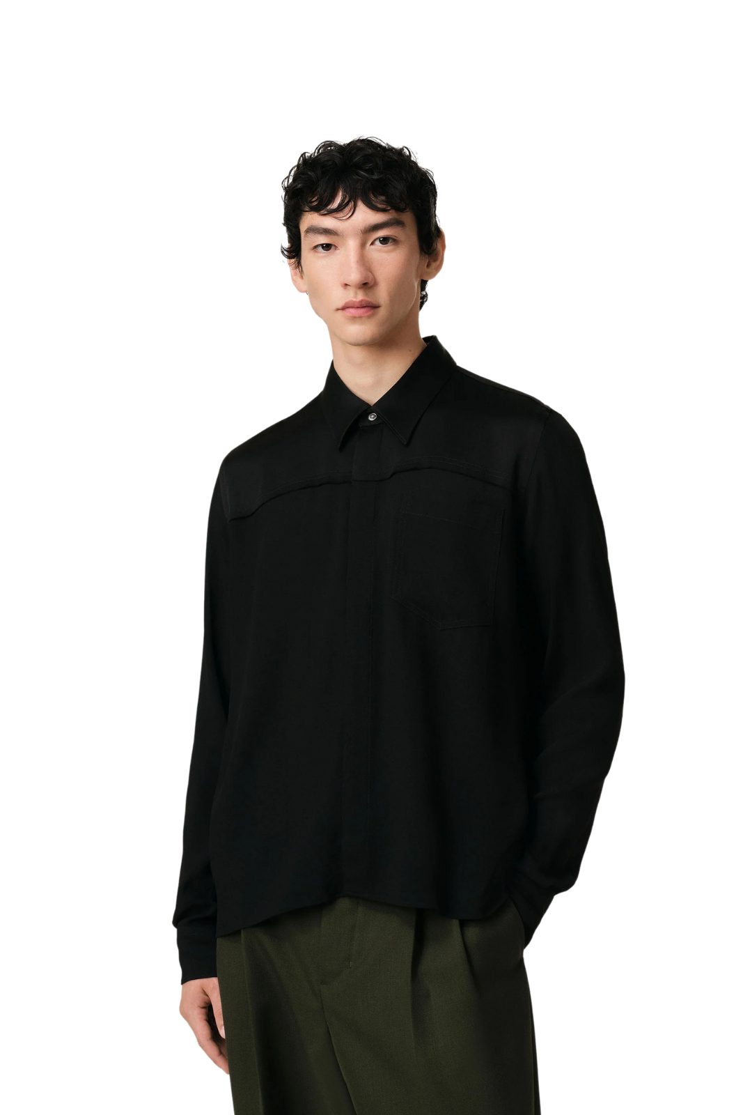Ami Paris Black Contrasted Top Long Sleeve Shirt for men