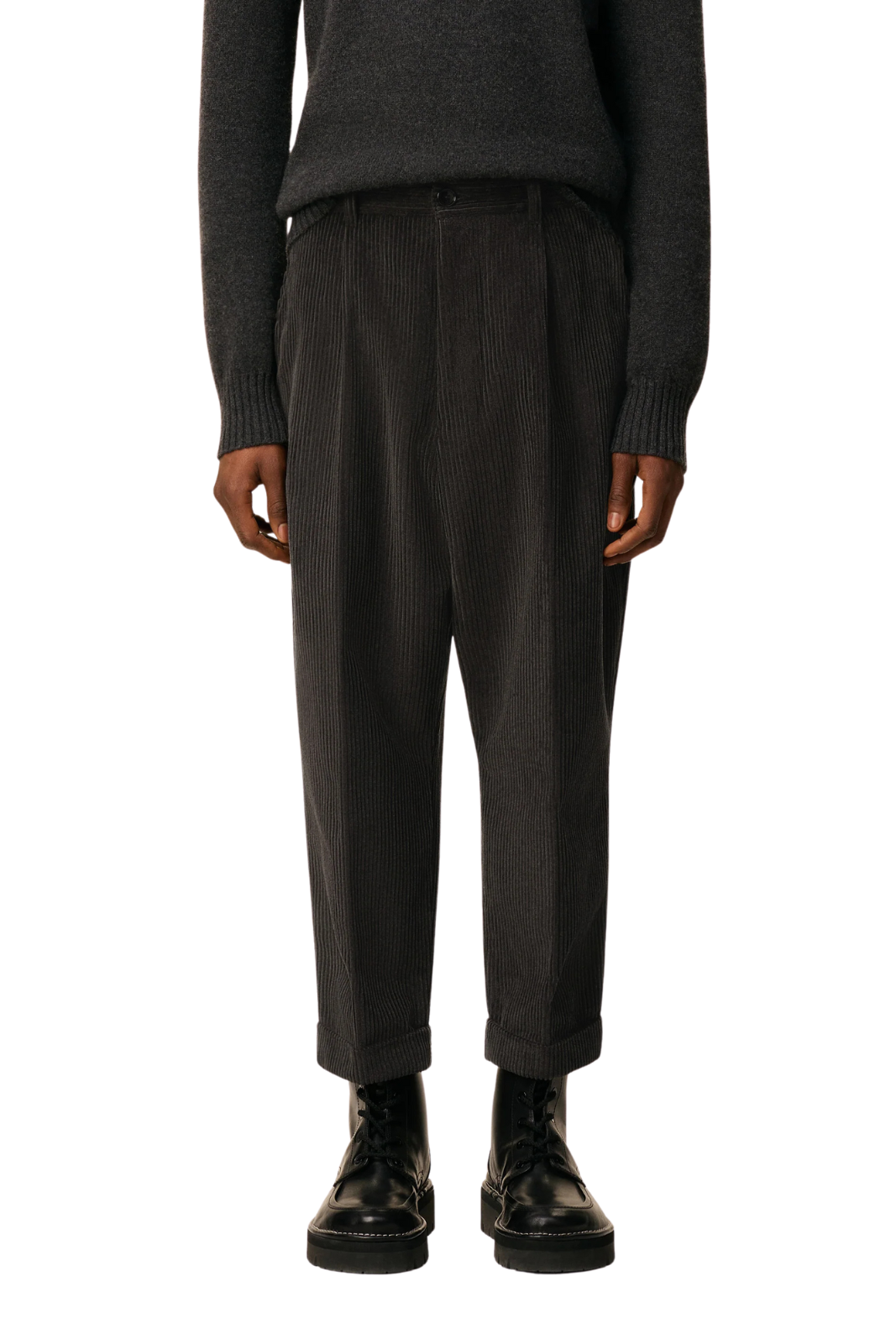 Ami Paris Black Cotton Carrot Oversized Trousers