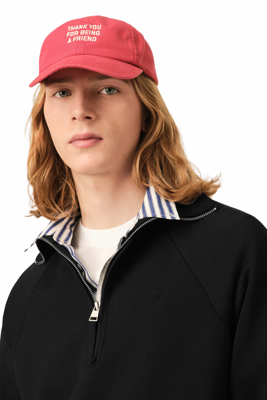 Ami Paris Black Cotton Zipped Sweatshirt with Embossed Ami de Coeur
