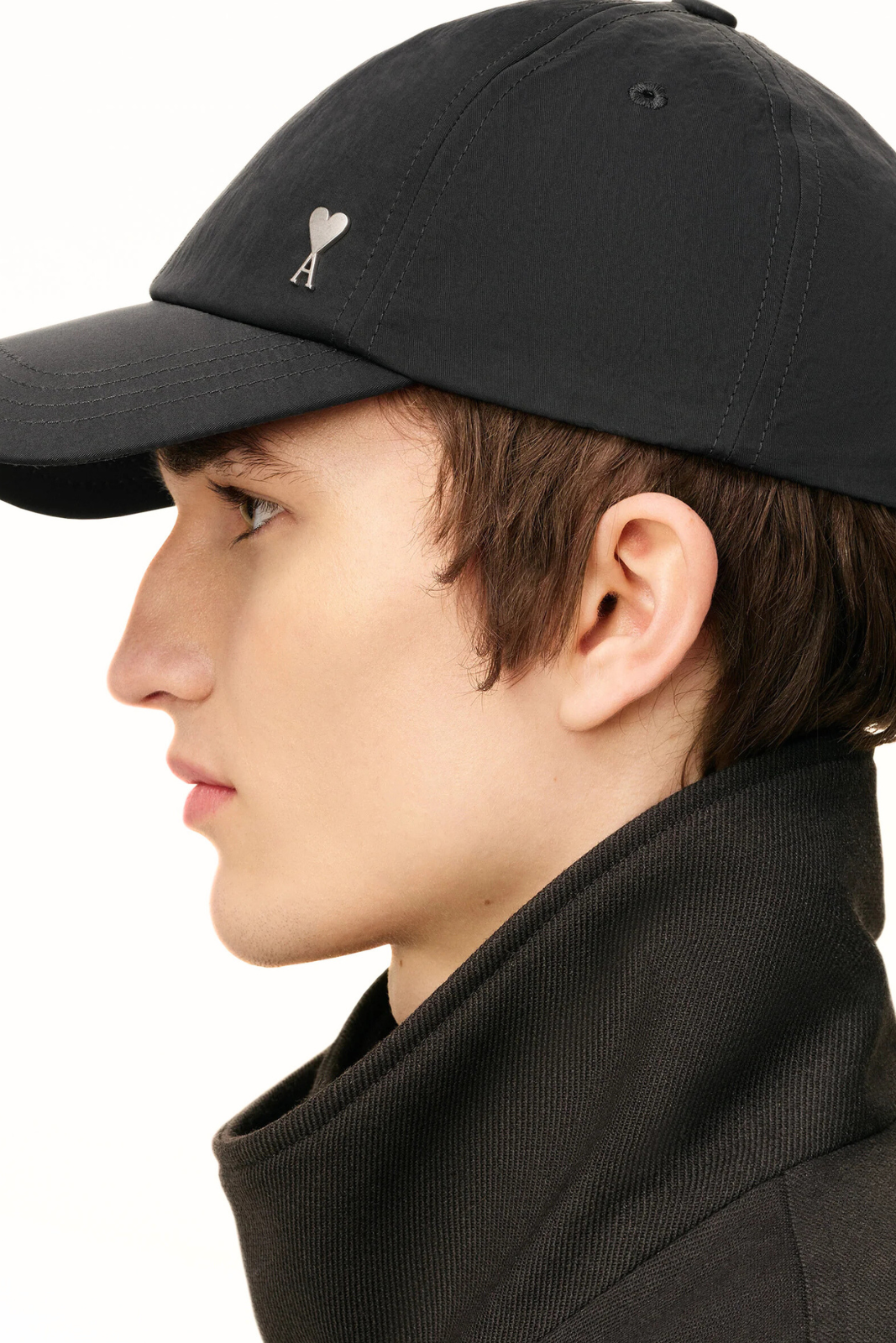 Ami Paris Antracite Nylon Ami De Coeur Stud Cap