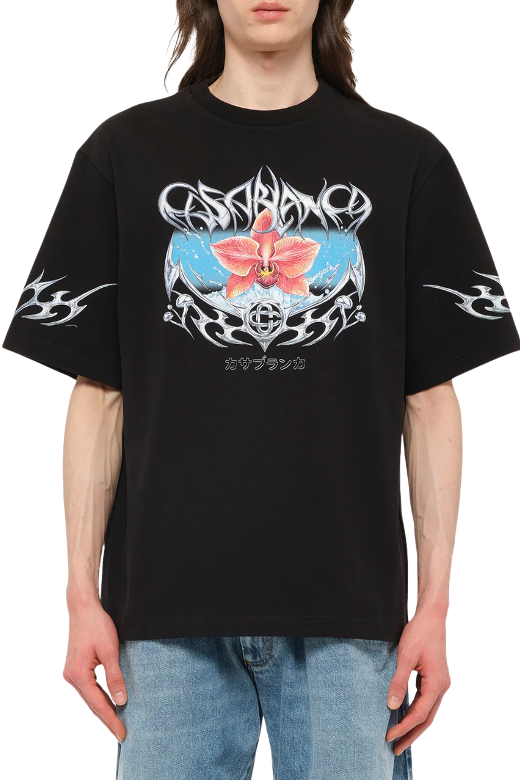 Casablanca Blades Printed Oversized T-Shirt in Black