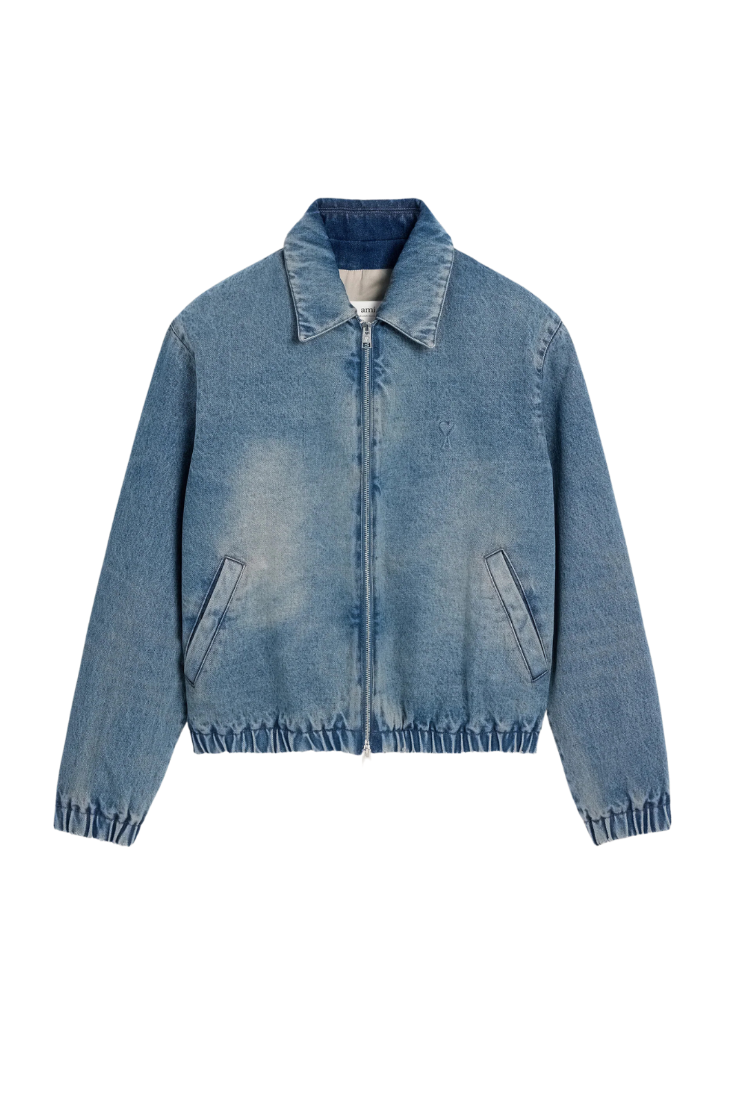 Ami Paris Blue Cotton Ami de Coeur Zipped Jacket