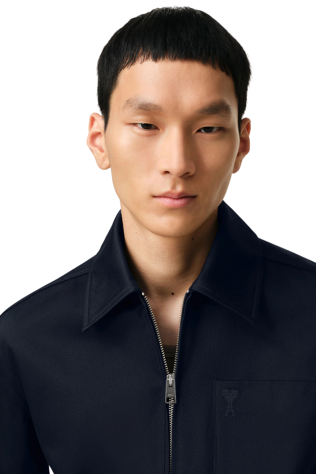 Ami Paris Navy Cotton Ami de Coeur Zipped men Jacket