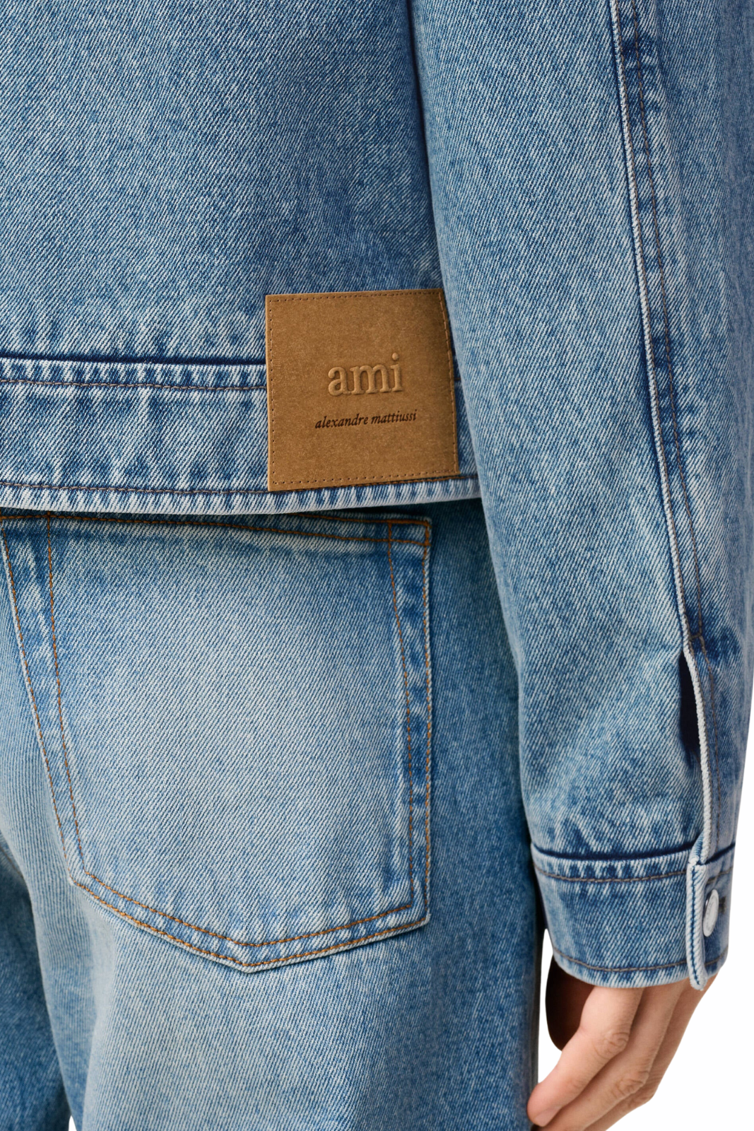 Ami Paris Blue Cotton Ami De Coeur Zipped Jacket Blue denim