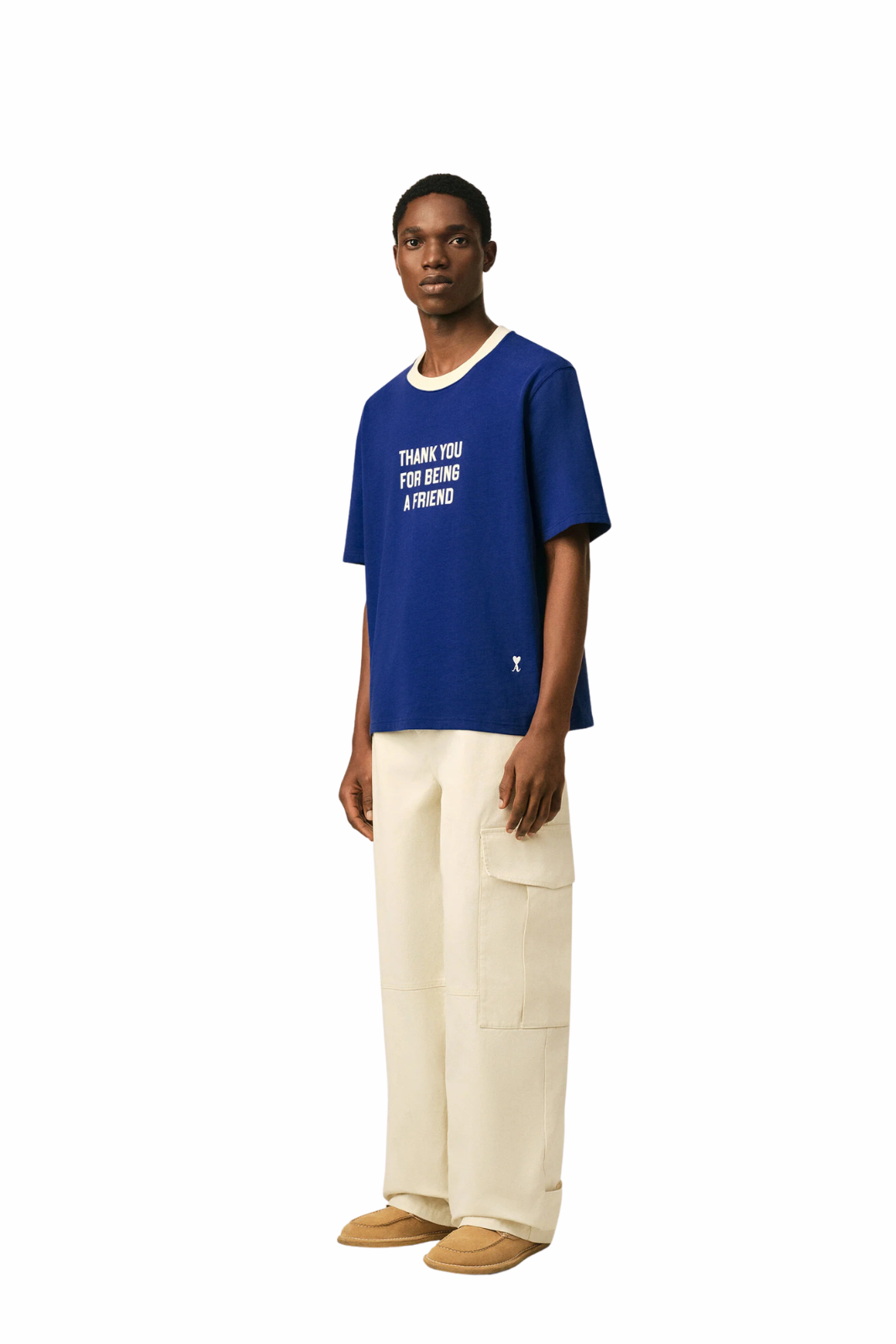 Ami Paris Blue printed cotton Thank you for being a friend t-shirt
