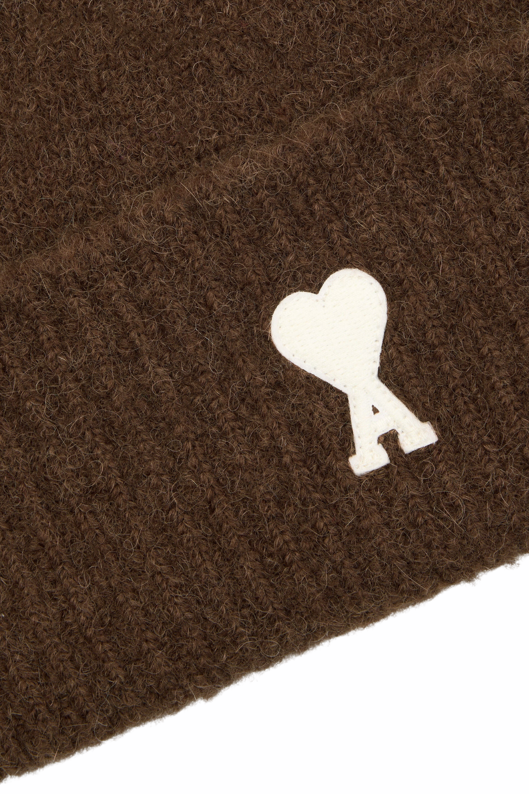 Ami Paris Brown alpaca beanie with Ami de Coeur