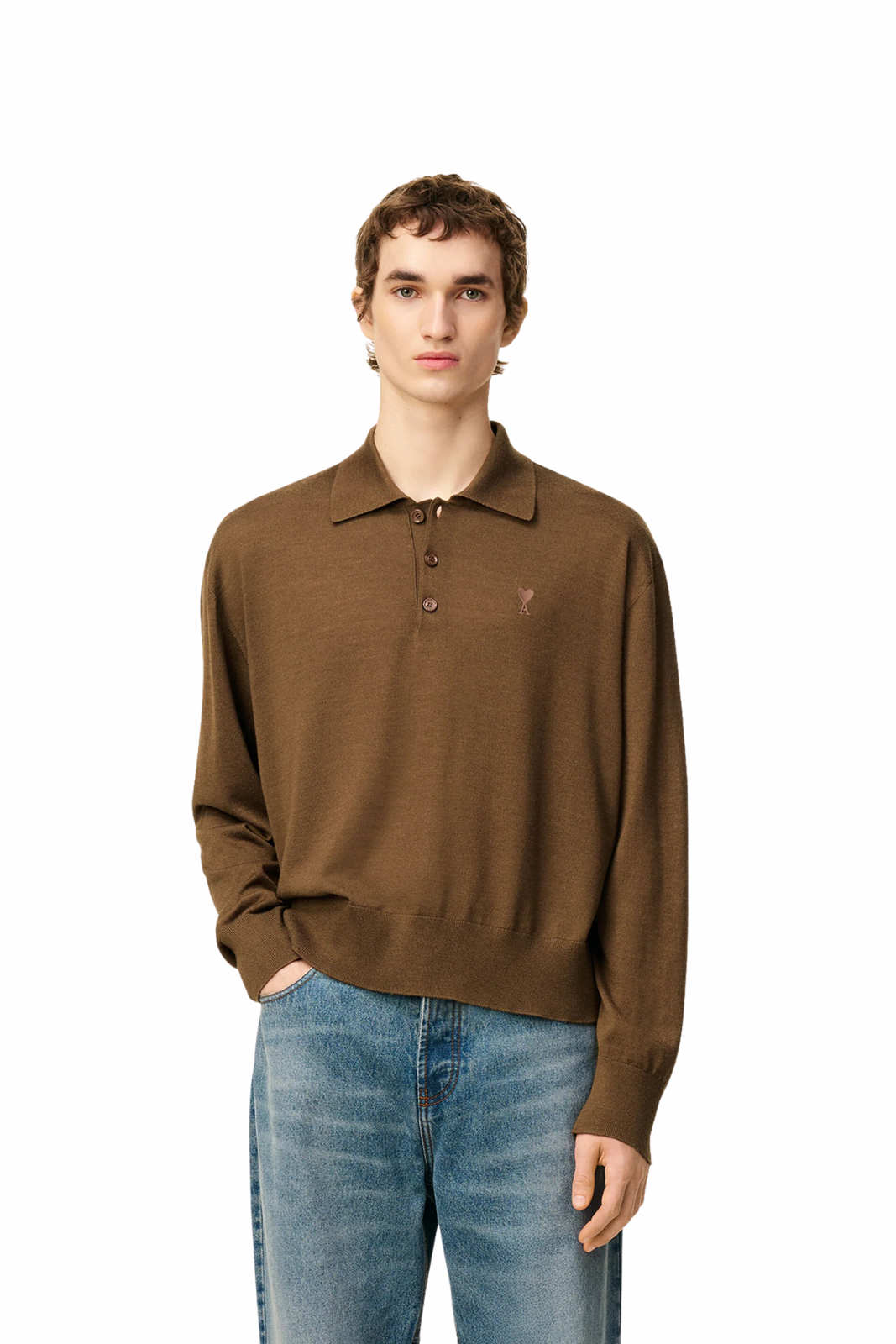 Тъмносиня плетена жилетка Ami Paris Ami de Coeur