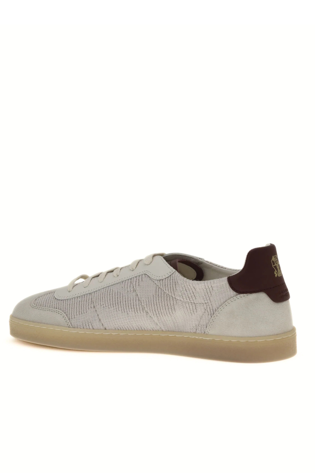 Brunello Cucinelli Cotton knit and leather Sneakers Grey