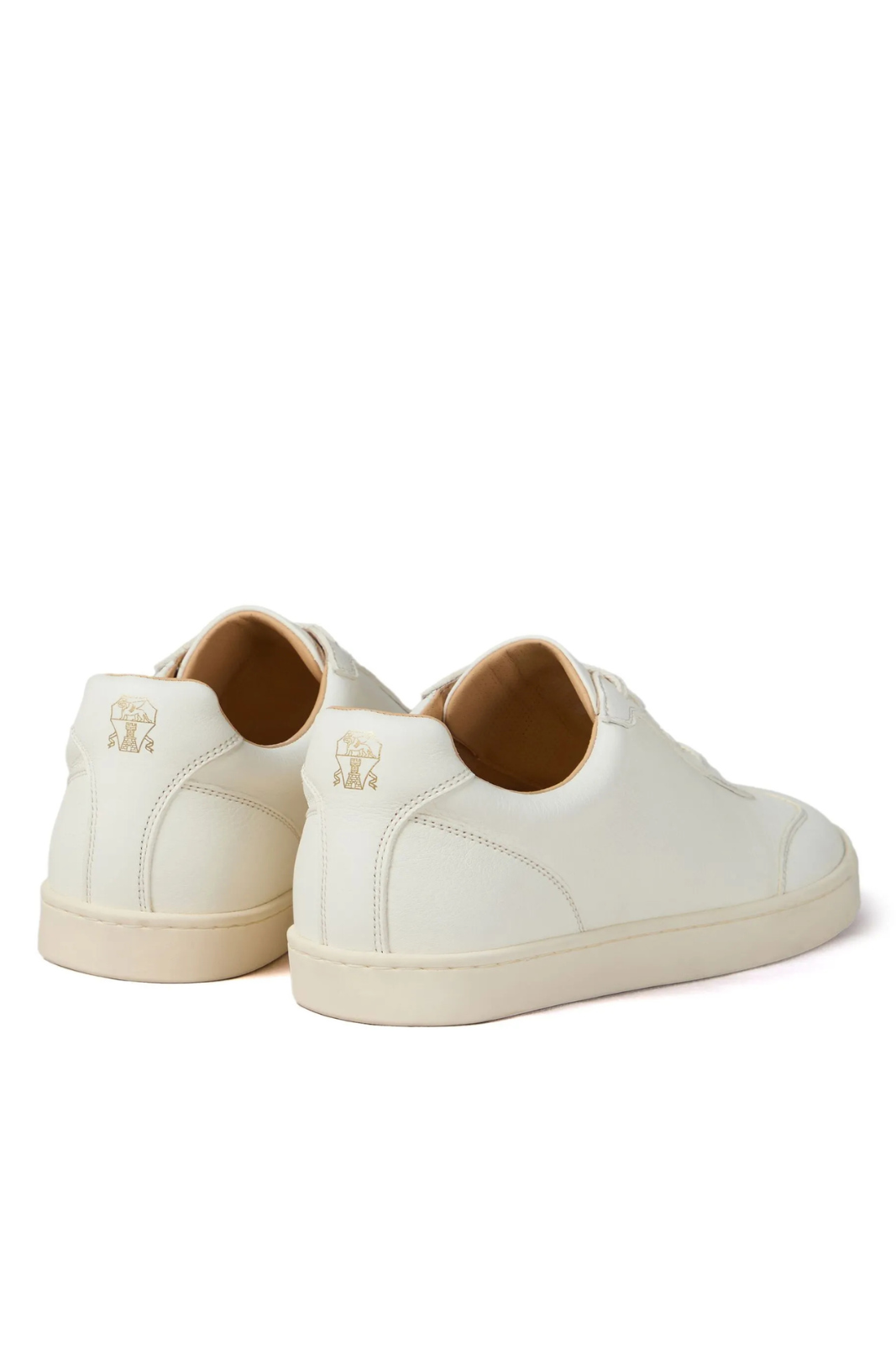 Brunello Cucinelli White Logo-Print Leather Men Sneakers
