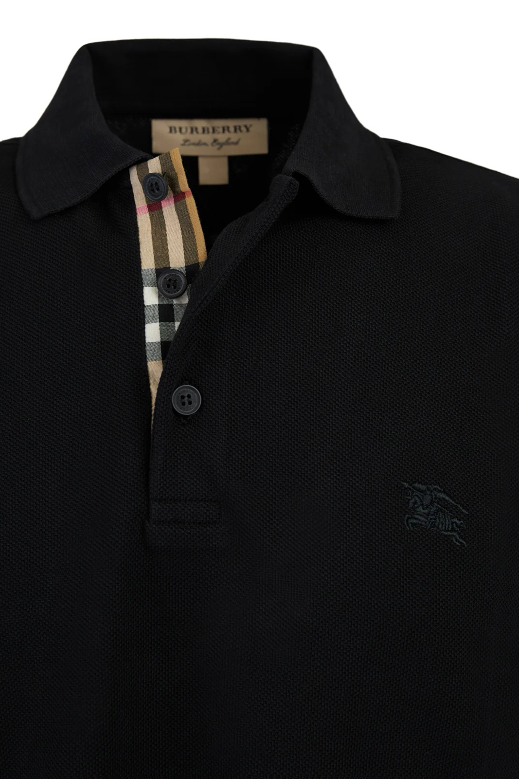 Burberry Black Cotton Collared Polo Shirt