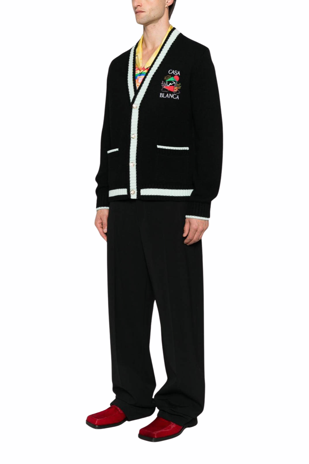 Casablanca Embroidered Cardigan Black