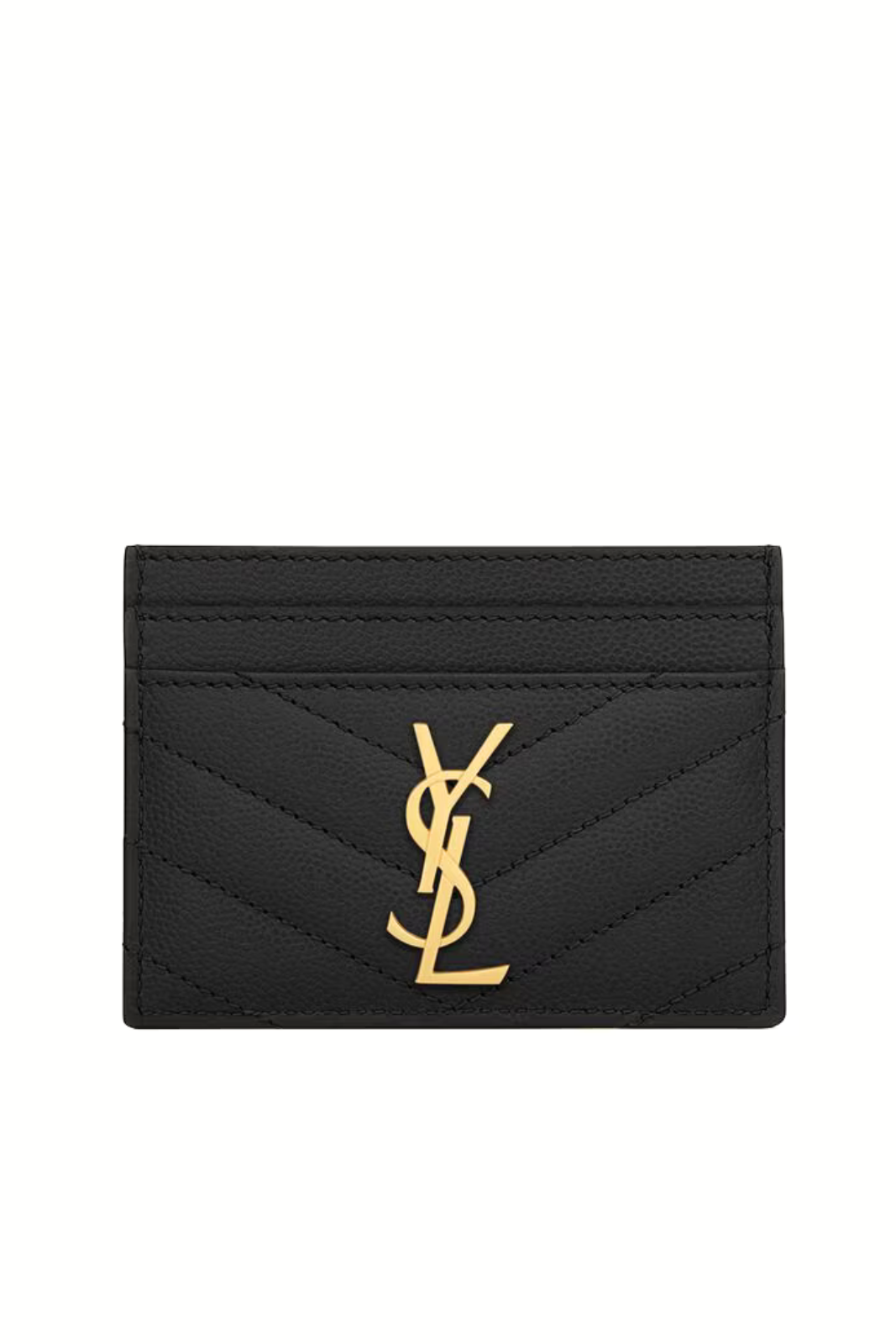 Saint Laurent Cassandre Matelasee card case in grain de poudre leather