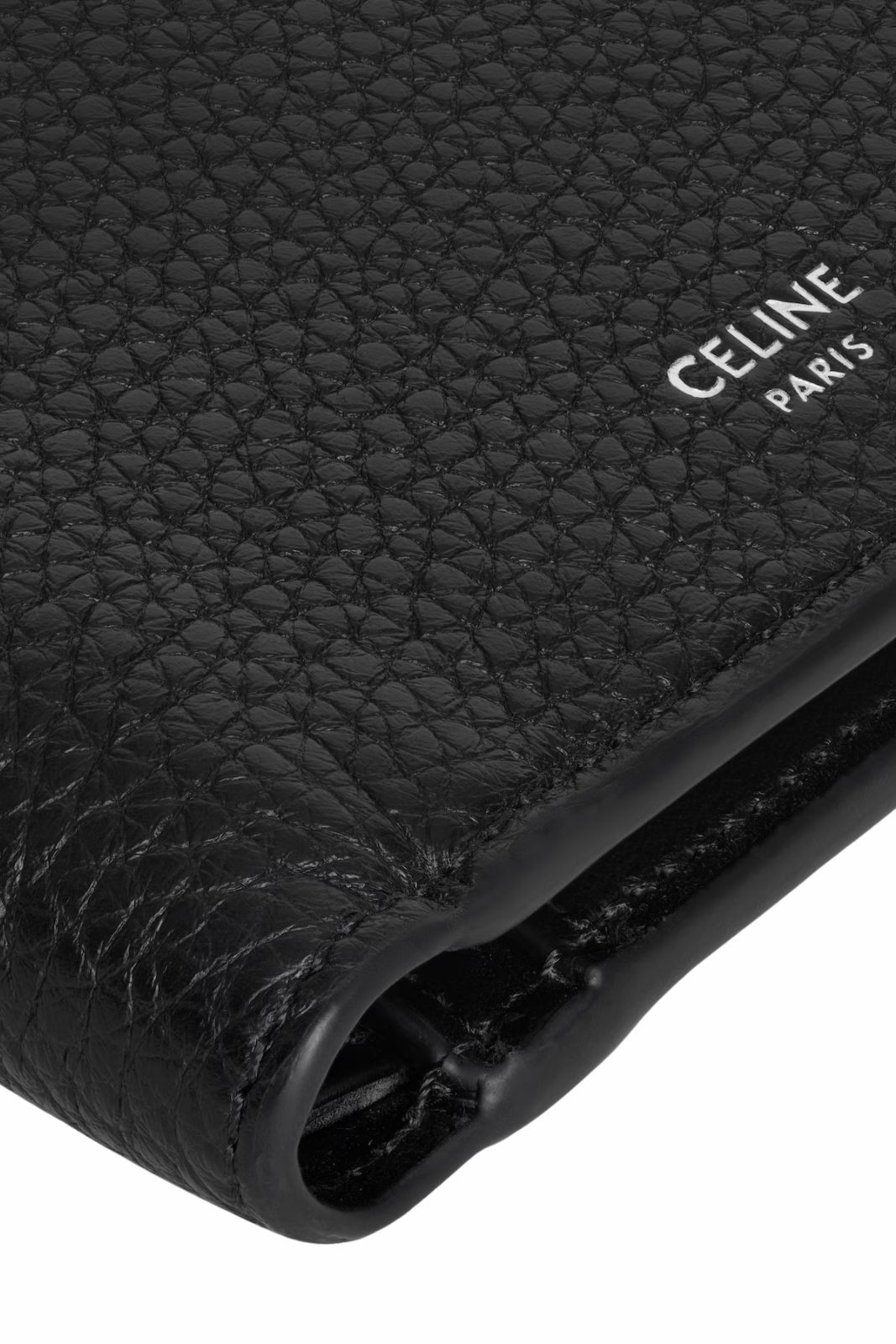 Celine Bi-fold Wallet In Grained Calfskin Black