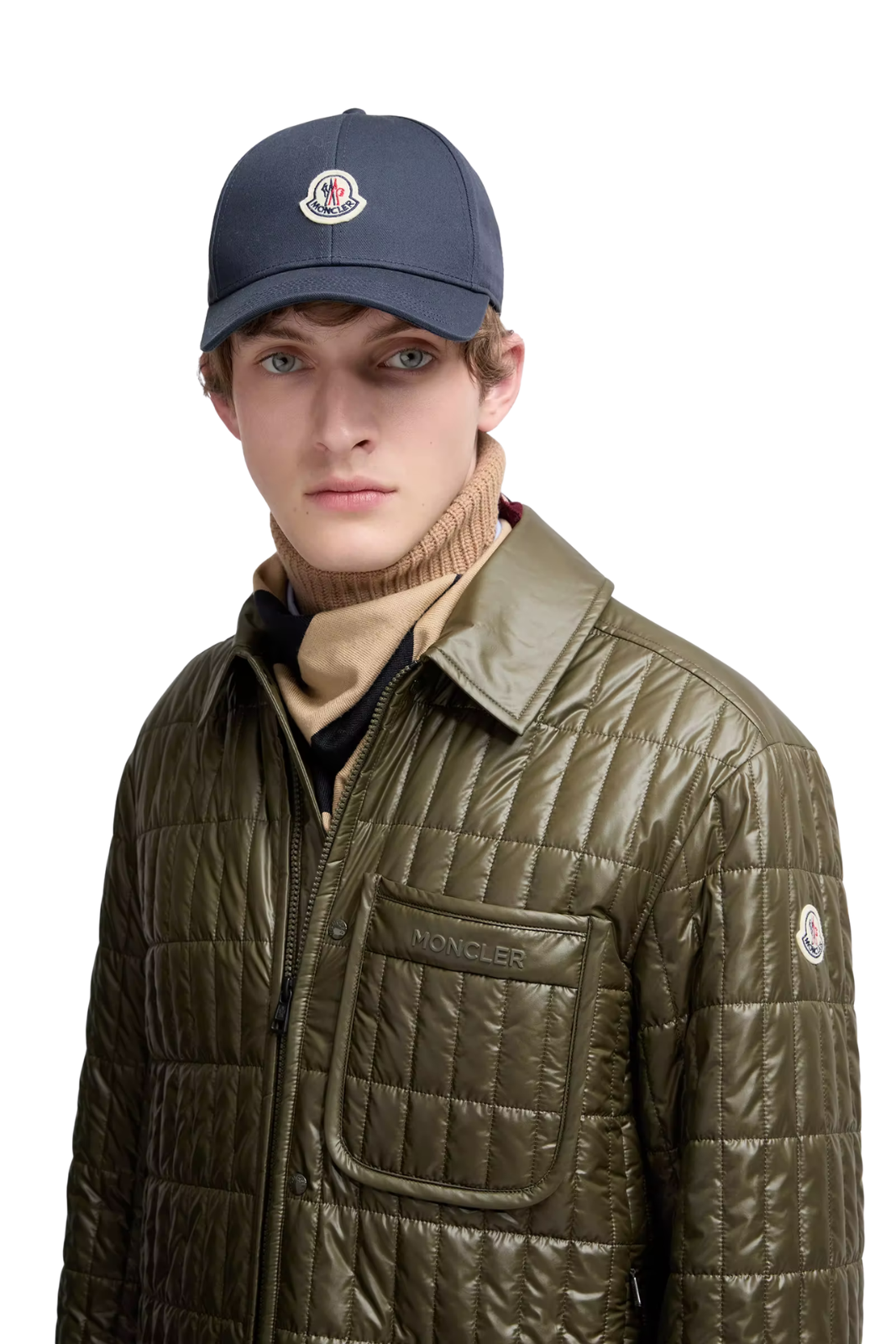 Moncler Cotton Gabardine Baseball Cap Navy