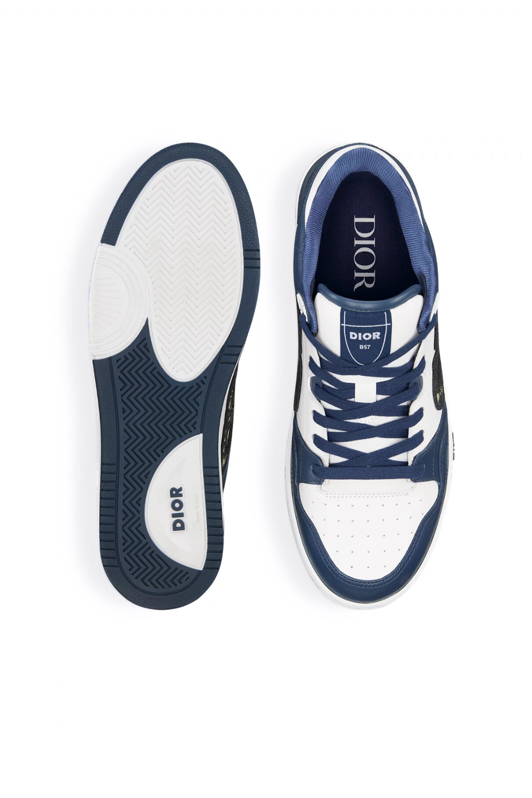 Dior B57 Dribble Low-Top Sneaker Navy Blue and White Smooth Calfskin for men