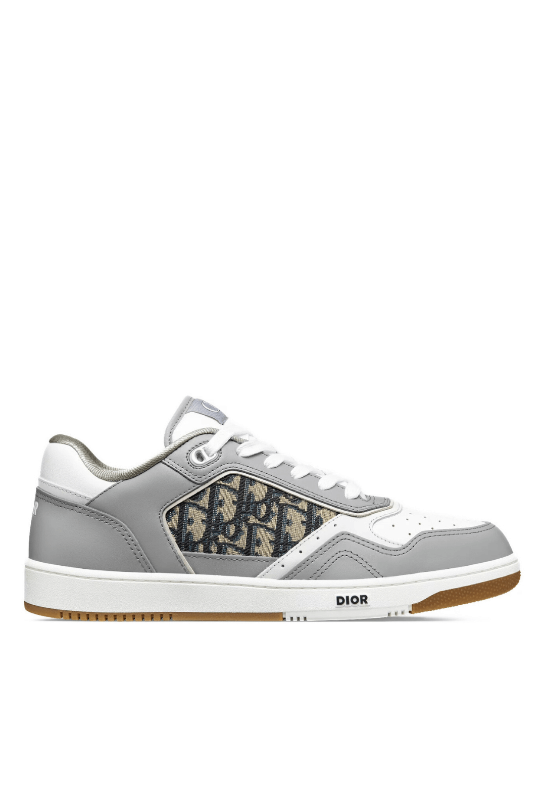 Мъжки ниски маратонки Dior B57 от гладка телешка кожа, сиви и бели