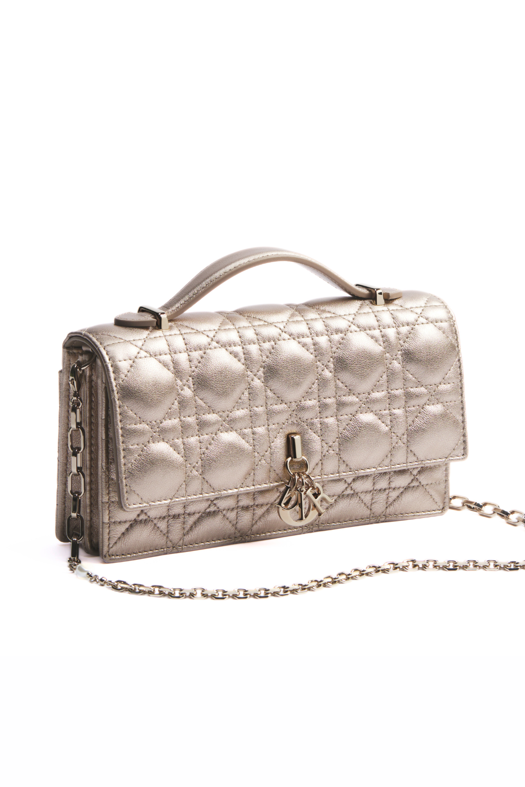 Dior My Dior Mini Bag Metallic Pale Gold-Tone Cannage Calfskin