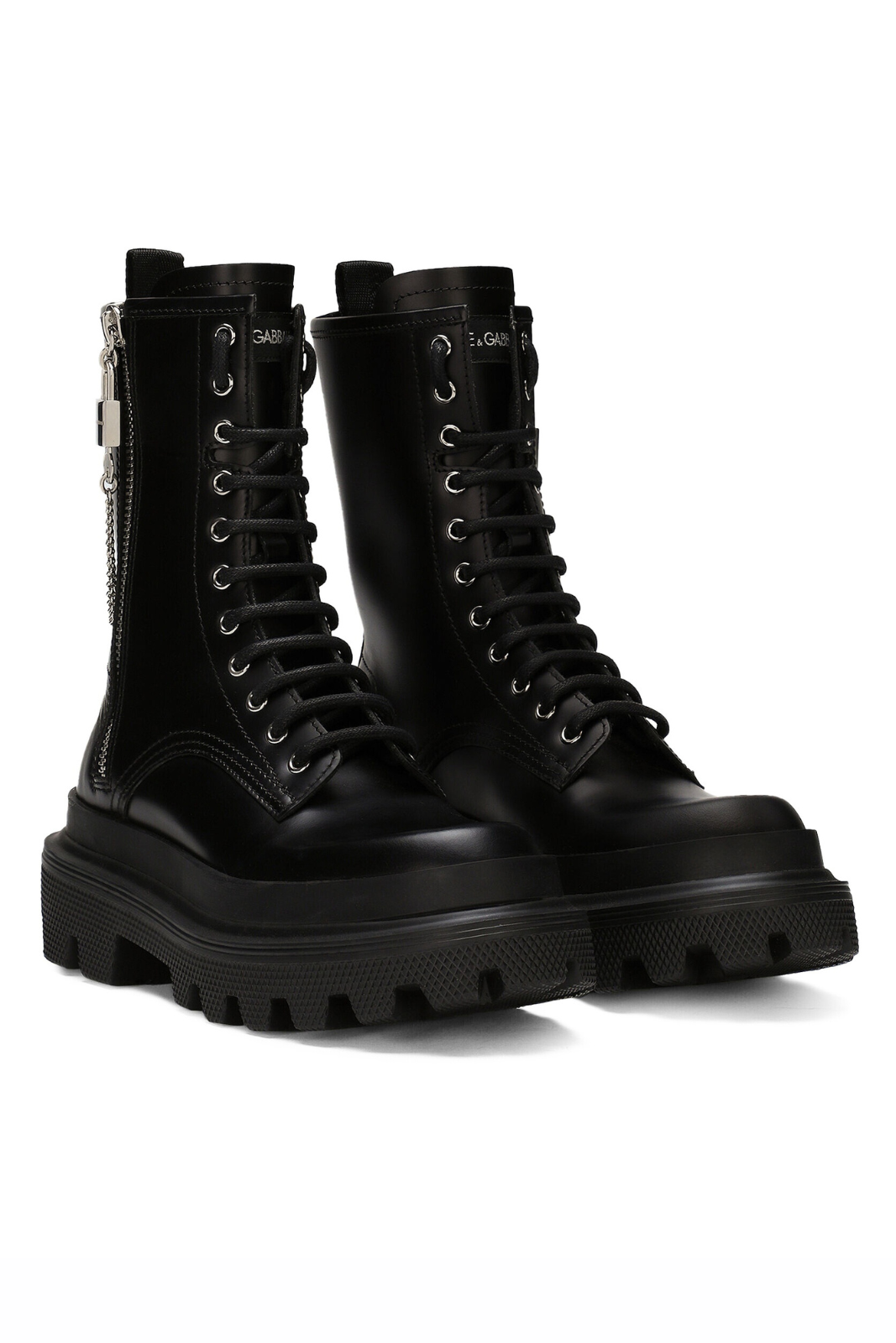 Dolce & Gabbana Leather combat boots Black